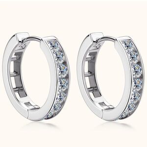 14k Diamond Huggie Hoop Earrings